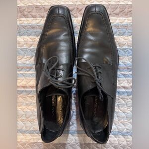 Via Spiga Men’s Black Leather Dress Shoes 11.5 Made in Italy Flawed